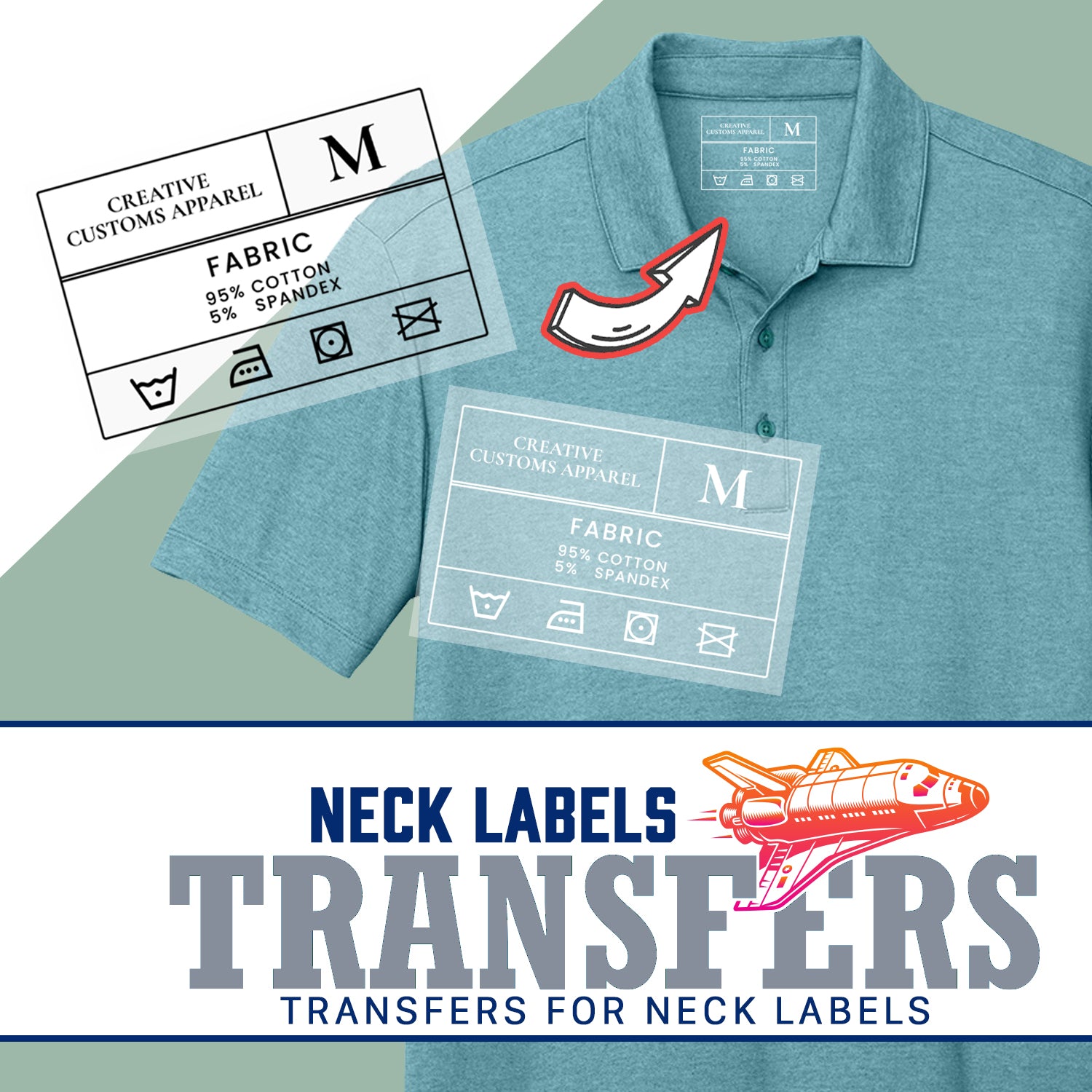 Neck Label Transfers | Ready to Press | Printed Marketplace Transfers