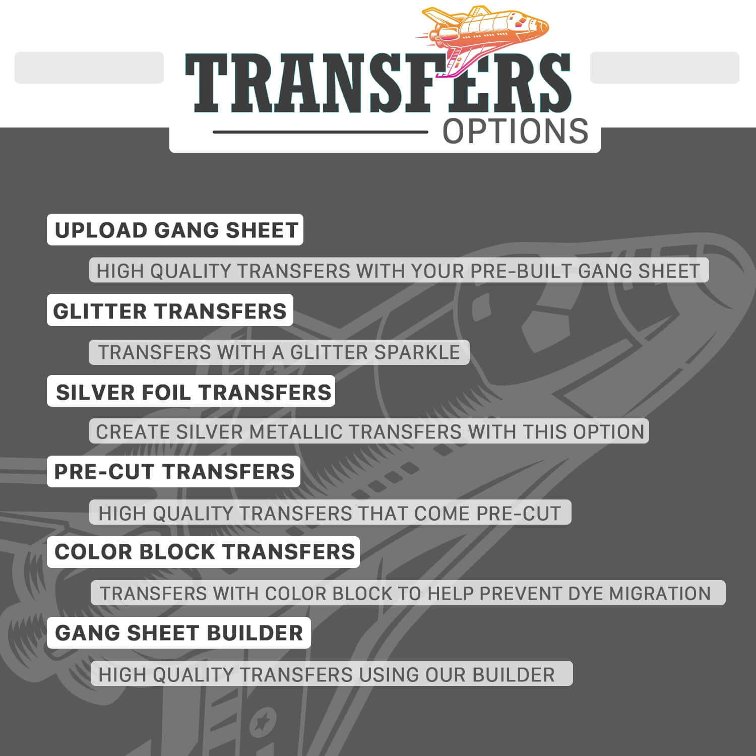Silver Foil DTF Transfers | Printed Marketplace Transfers