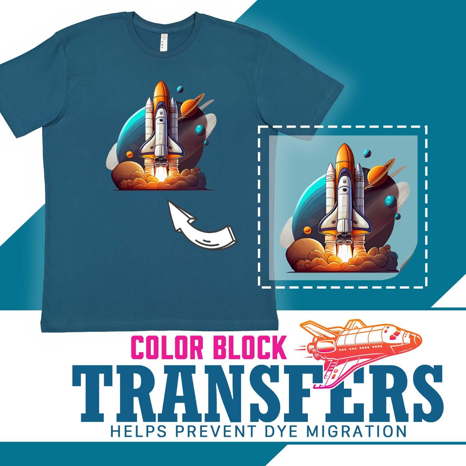 Color Block DTF Transfers | Dye Migration Solution