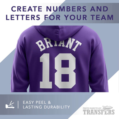Names and Numbers | Premium DTF Transfers | Printed Marketplace on jersey featuring custom name and number design.