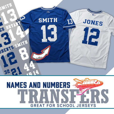 Names and Numbers | Premium DTF Transfers | Printed Marketplace applied to custom jerseys.