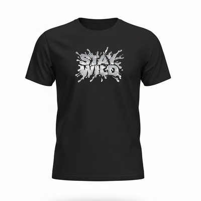 Black t-shirt with Silver Foil DTF made by Printed Marketplace Transfers