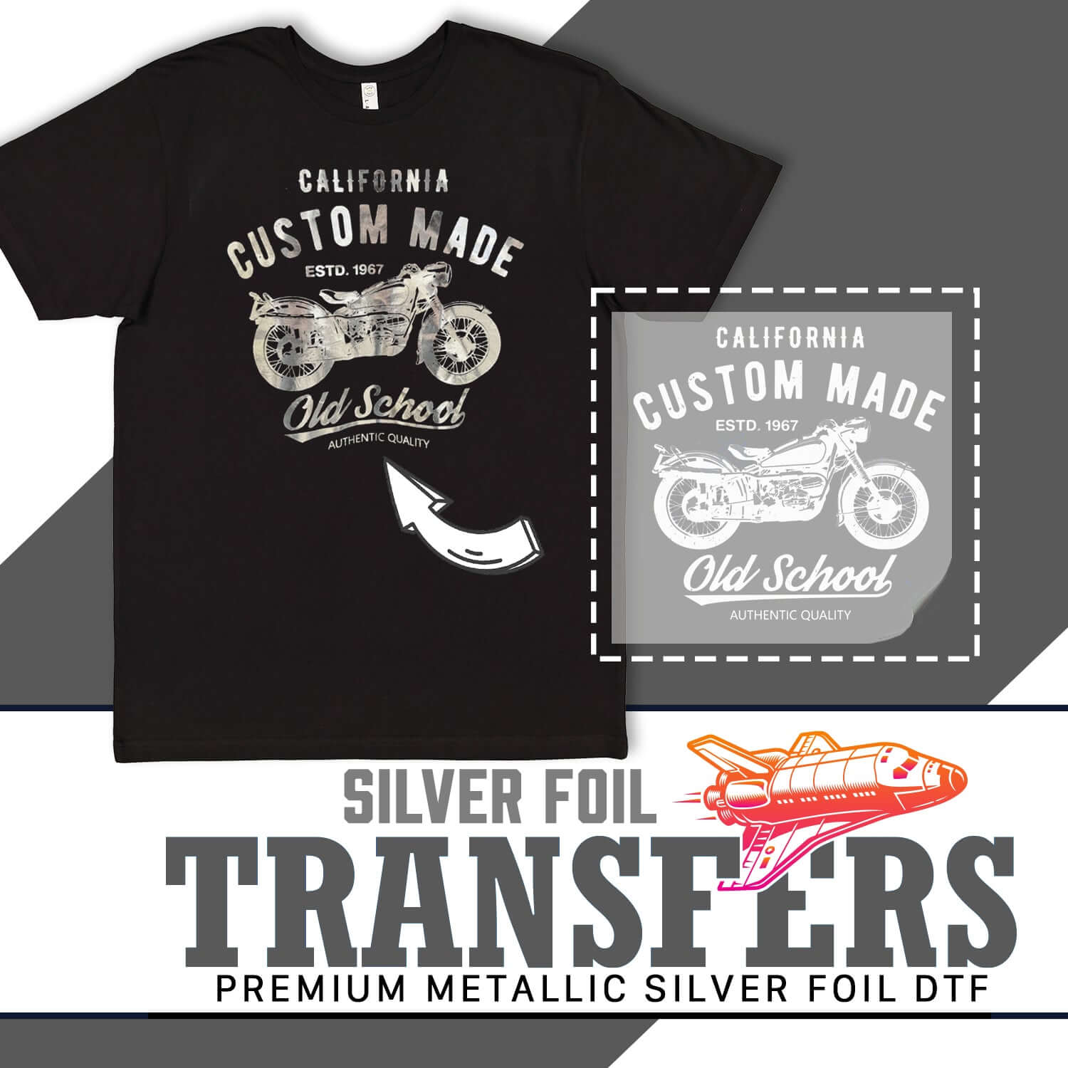 Silver Foil DTF Transfers | Printed Marketplace Transfers