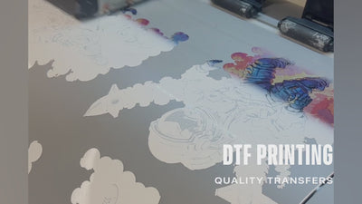 Premium DTF Transfers | Printed Marketplace in action on DTF printing equipment.